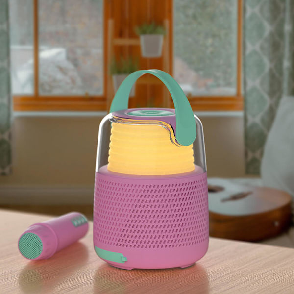 Högtalare Karaoke Kit Mic LED Rosa