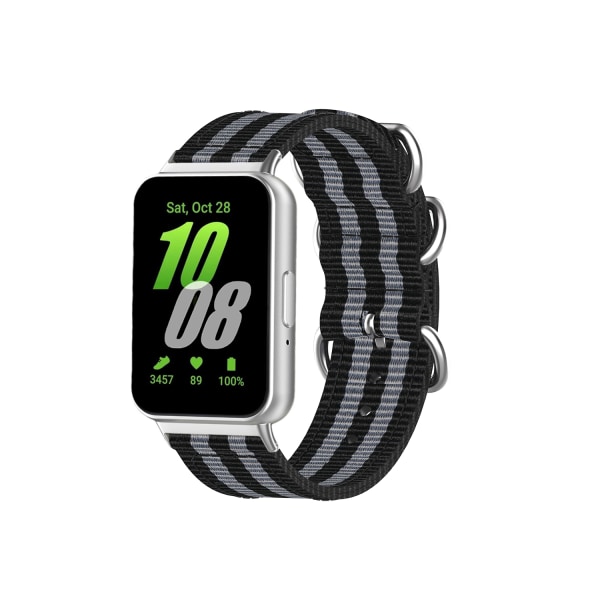 Samsung Fit3 SM-R390 Nylon Canvas -ranneke Musta + harmaa