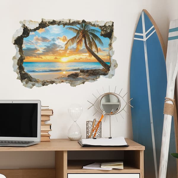 Luova Ocean Beach seinätarra - 40x60cm - Kodin sisustus