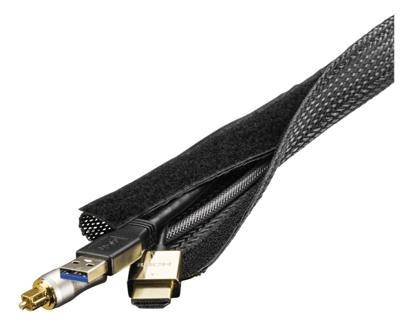 Nylon cable wrap, hook and loop fastener, 1,8m, black