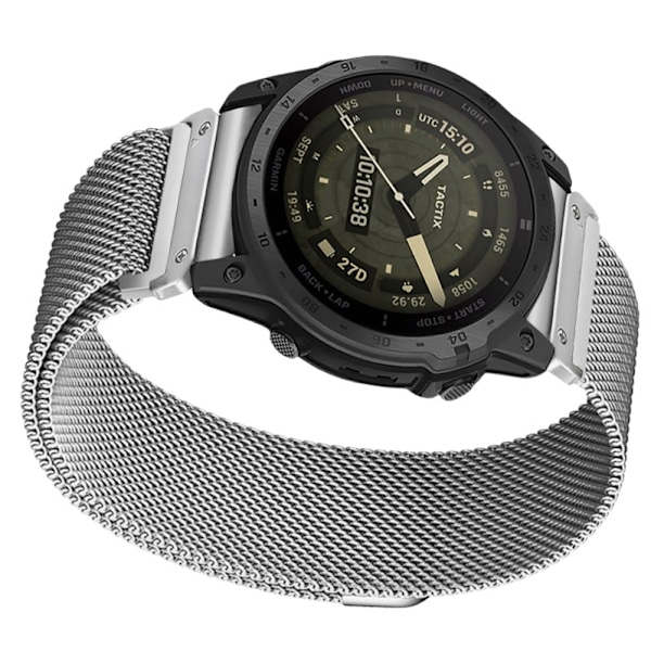 Snabbkoppling Milanese Metal Watch Strap för Garmin Fenix 7X Pro/Fenix 58 Silver 26 mm