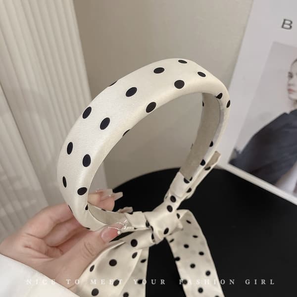 Polka Dot Bowknot Pannband för kvinnor, håraccessoarer