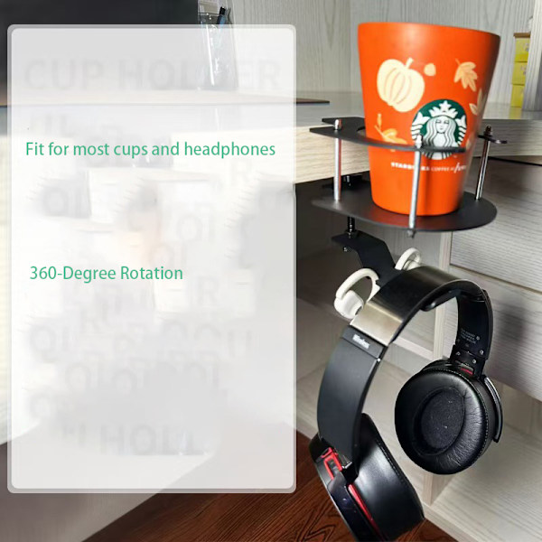 Headset-stativ med kopholder - Sort