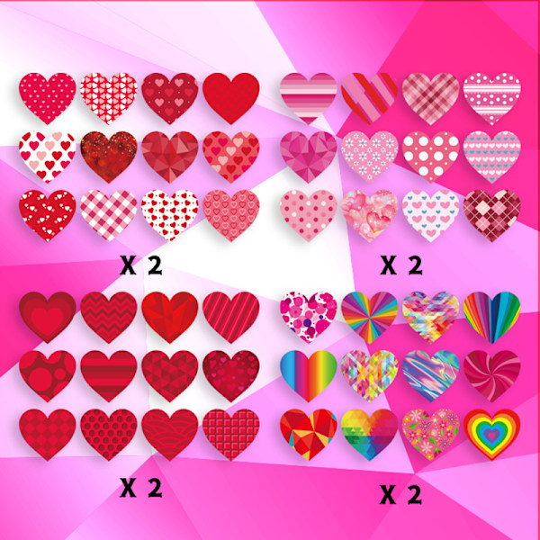 Sæt med 16 hjertestickers til Valentinsdag