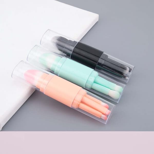 5-i-1 Bærbart Makeup Børstesæt - Multifunktionelt Skønhedsværktøj til Perfekt Makeup, Kompakt Design Black Black