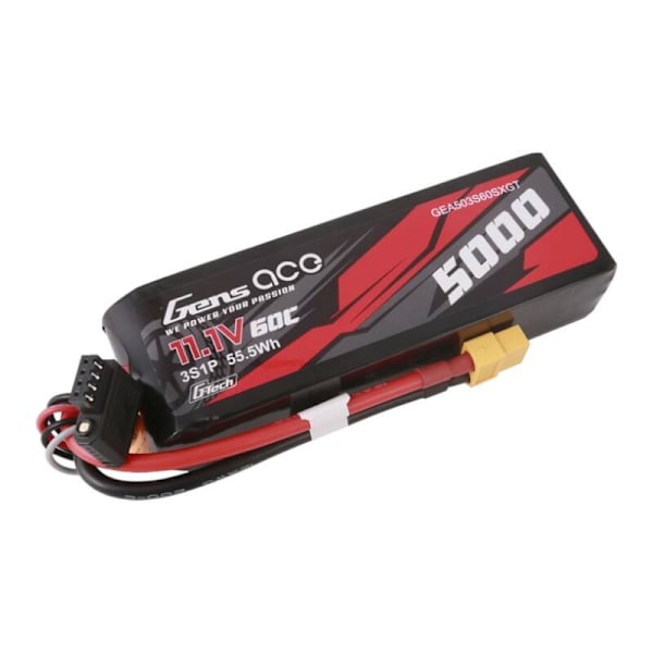 Gens ace G-Tech 5000mAh 11,1V 60C 3S1P Lipo med XT60-kontakt