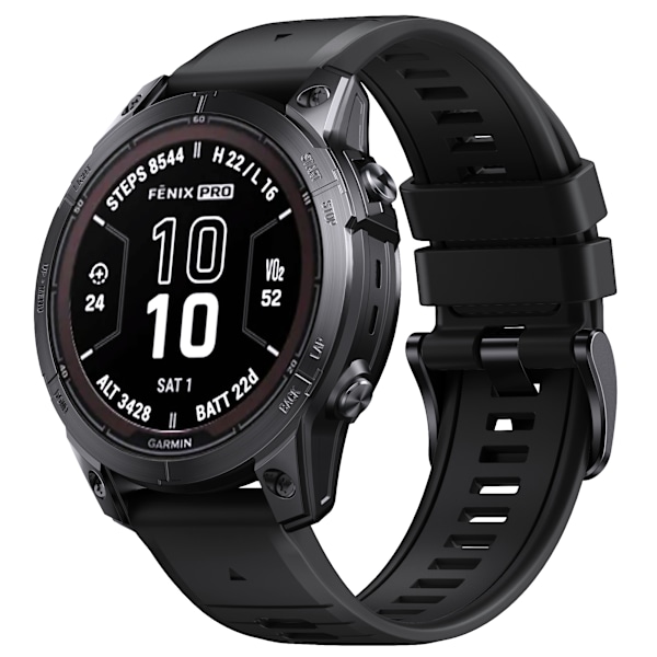 Stilfuld Quick Release Rem til Garmin Fenix 7X Pro Black Black