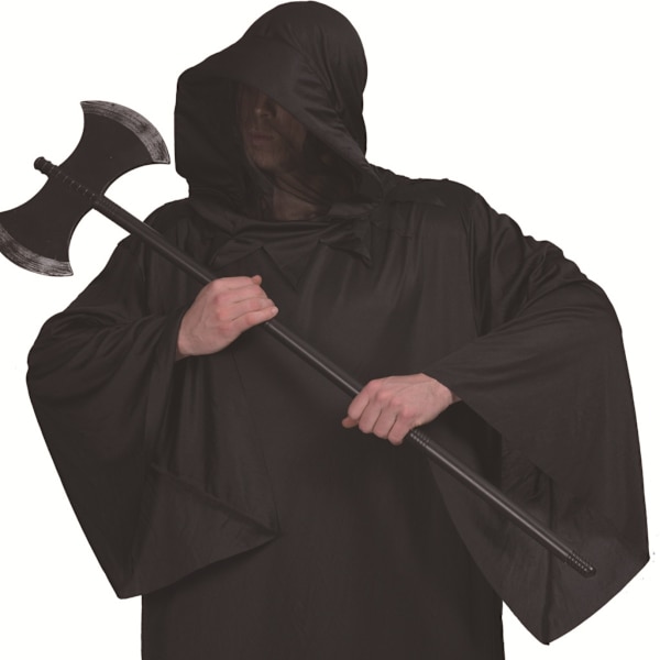 Cosplay kappe med hætte i sort, polyester one size - fuldlængde kappe til cosplay, scene og temafester