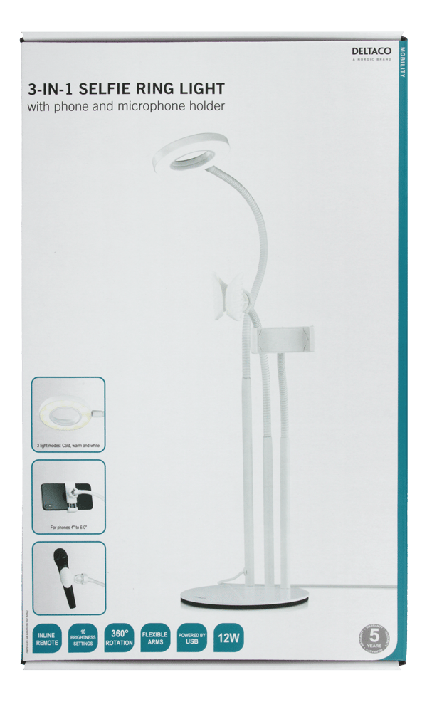 3-IN-1 Selfie Ring Lamp With Phone and Microphone holder
