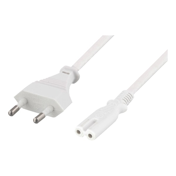 Nonearthed power cable CEE 7/16 to IEC 60320 C7 10m white