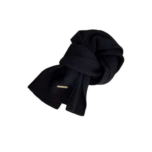 Stickad Polyesterhalsduk: Tjock, Varm och Mångsidig Halsduk Black Black
