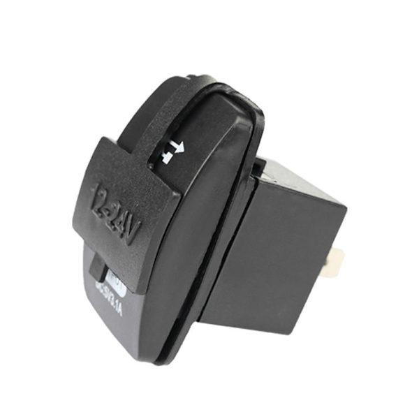 Afrundet dobbelt USB biloplader Black+Blue Black+Blue