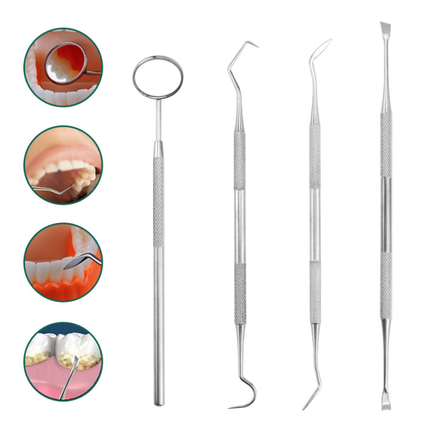 INF Tandhygiejnesæt i rustfrit stål 4 dele