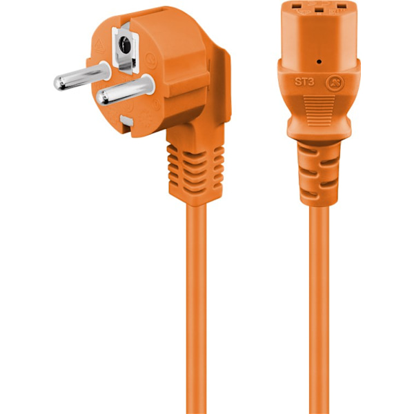 Kabel för anslutning av kallt apparat med vinkel, 3 m, orange