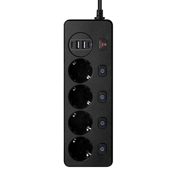 BKL-504 EU IQ - European Standard Power Strip med USB Sort