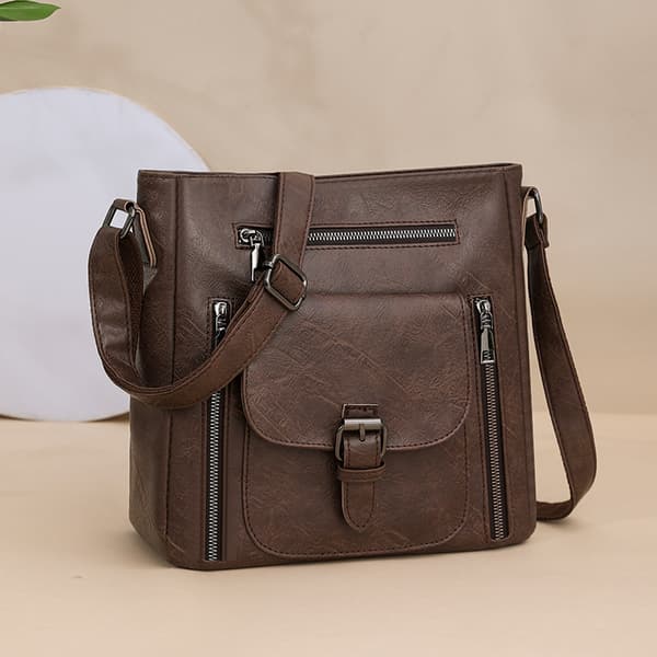 Stilfuld PU-læder crossbody-taske til kvinder coffee coffee