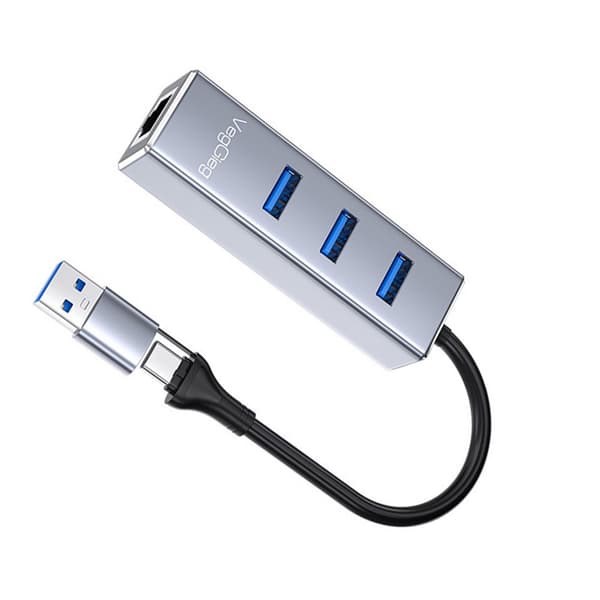 USB/Type-C til Gigabit Ethernet Adapter - 2-i-1 RJ45 Netværksstik