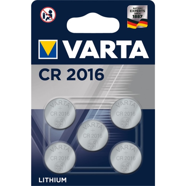Varta CR2016 (6016) batteri, 5 st. i blister