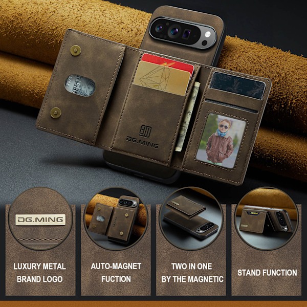 Tri-Fold Plånboksfodral för Huawei Huawei P50 kaffe