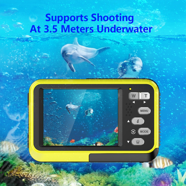 INF Undervandskamera vandtæt 48MP/4K/16x zoom/dobbeltskærm/autofokus Blå