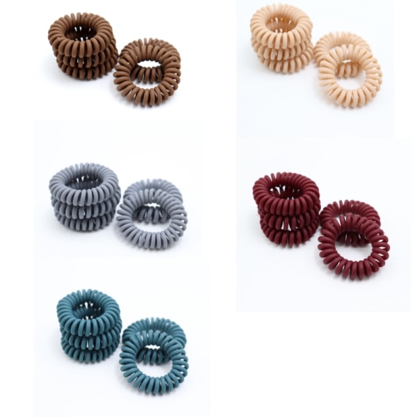 Spiral stærk gummi elastisk hårbånd 5-delt Flerfarvet 2