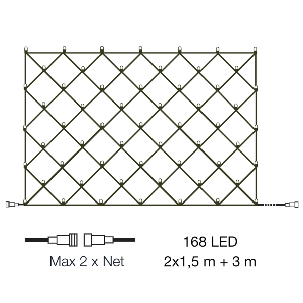 LightsOn Net Ljusnät 2x1,5m med 168 ljuspunkter