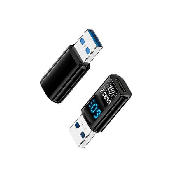 TYPE-C naaras - USB uros digitaalinäytöllinen adapteri, musta (2 kpl)