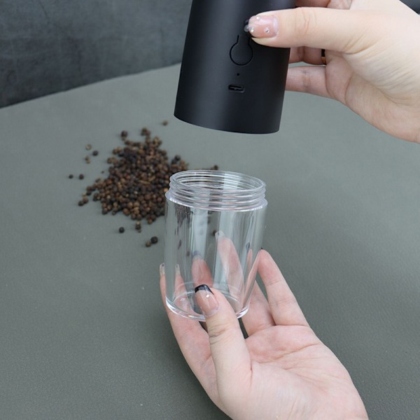 Elektrisk pepparkvarn - uppgraderad USB-laddningsbar, svart (enkel) Svart