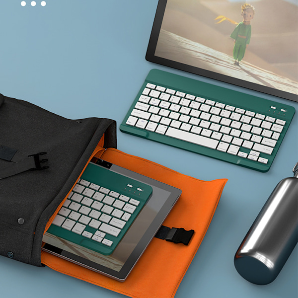 Trådløst Bluetooth-tastatur - 10-tommer genopladeligt - Mørkegrøn