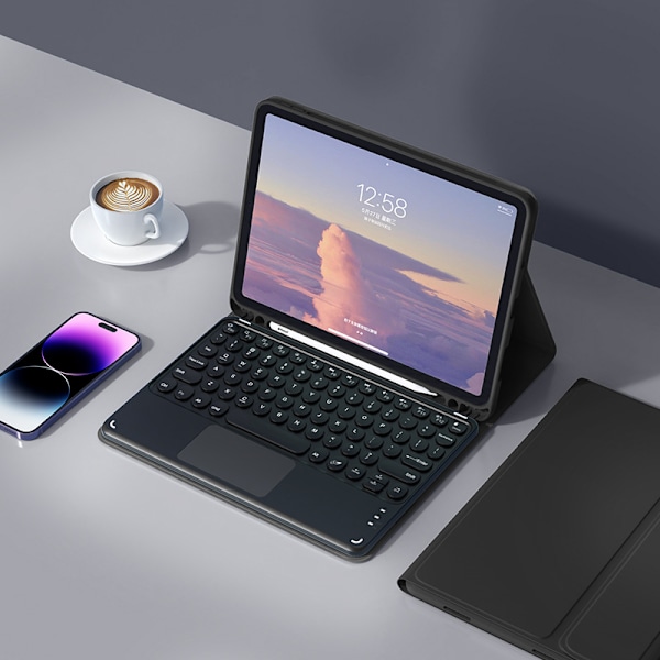 Bluetooth-tangentbordsfodral för Galaxy Tab S7 FE Svart