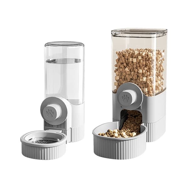 Hængende Kat Vanddispenser, 520ml - Grå, Automatisk Drikkedispenser til Kæledyr