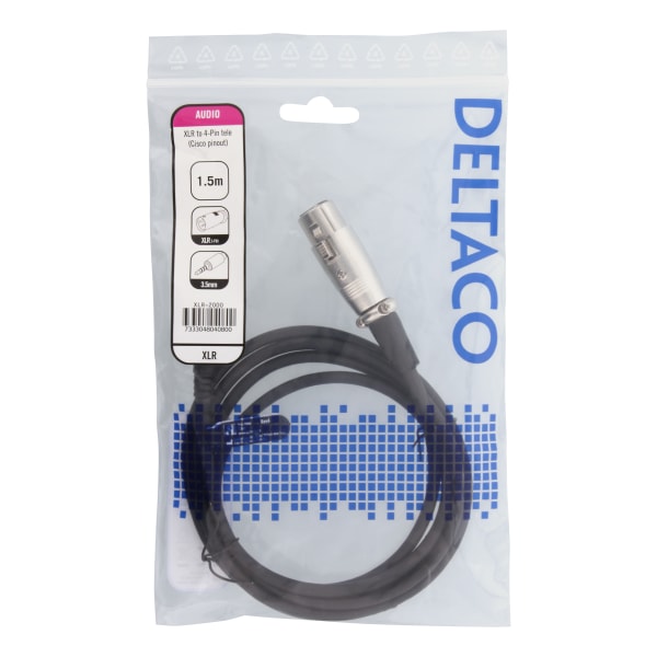 XLR to 3,5mm adapter, 1,5m, 3-pin XLR, Cisco pinout, black