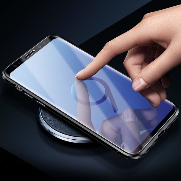 Magneettinen kuori Samsung Galaxy S9:lle näytönsuojalla - musta