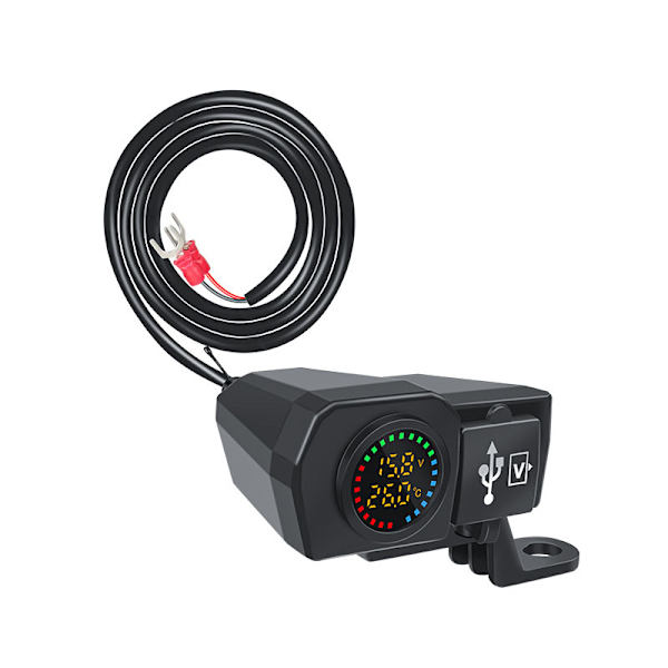 Motorcykel Dual USB QC-laddare med färgskärm