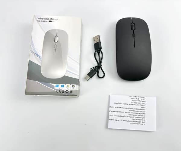 Trådløs mus 2.4G - Lydløs optisk computermus Black Black