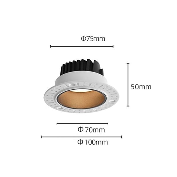 2-pack LED Infälld Downlight - Vit & Svart Kopp, 10W, 75mm Utskärning, 4000K