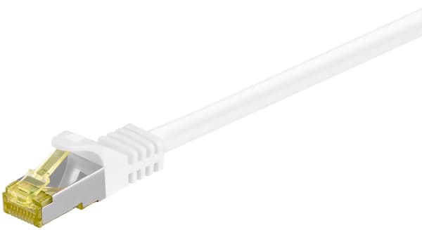 RJ45 patchkabel S/FTP (PiMF), 500 MHz, med CAT 7 råkabel, vit, 20 m