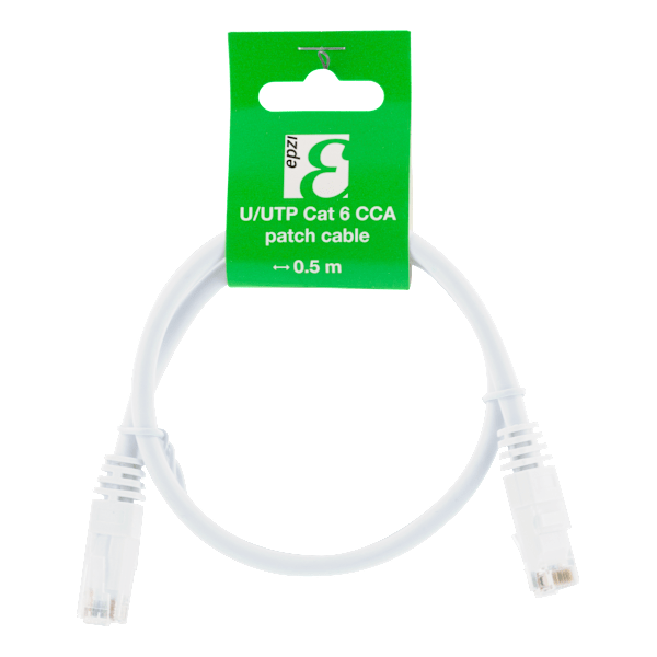 U/UTP Cat6 patch cable, CCA, 0.5m, 250MHz, white