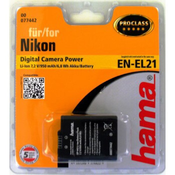 HAMA Kamerabatteri Nikon EN-EL21 Li-Ion 7,2V/950mAh