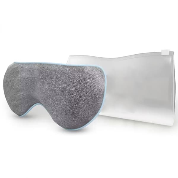 Viktad termisk sovögonmask, grå polyester med fyllda silikonkorn, blackout, varm kompress och lindring av ögontrötthet