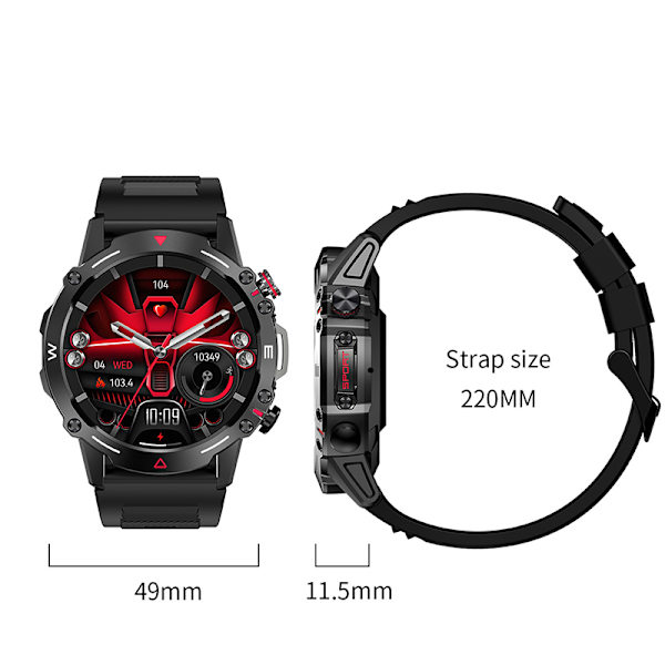 INF Smartwatch / sportklocka med Bluetooth-samtal Svart