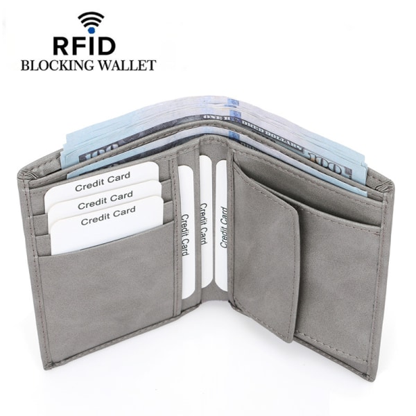 RFID-lompakko, korttiteline, ohut ja kompakti, aitoa nahkaa Harm Harmaa