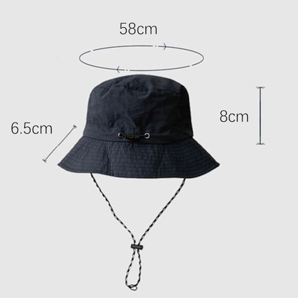 Bred Brättad Bucket Hat / Solhatt Svart