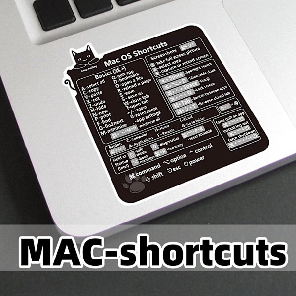 Tangentbordsdekal med Mac-genvägar Svart