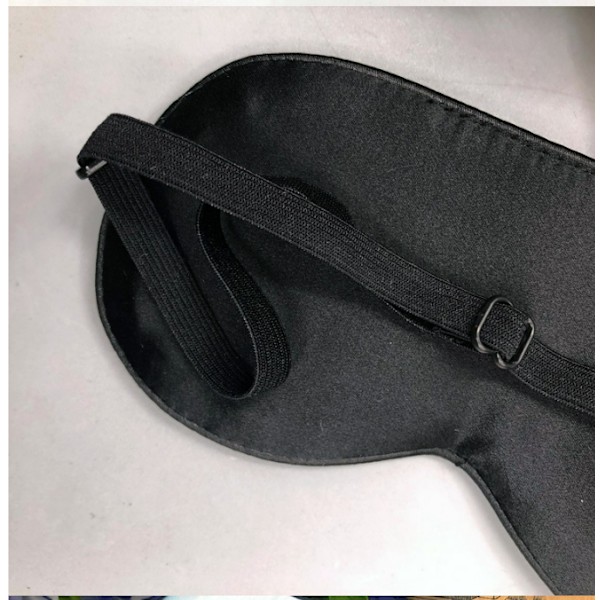 Sidensömnmask för kvinnor och män, ögonmask i 100 % mullbärssilke Svart