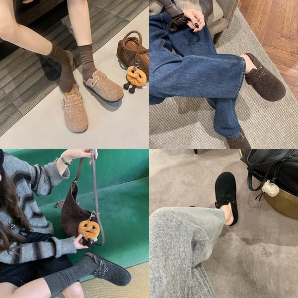 Varme Fuzzy Slip-on Sko, kompatible med Birkenstock Stil, Perfekt til Efterår/Vinter coffee 39 coffee 39