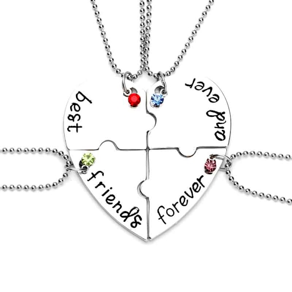 Hjärtpusselhalsband "Best Friends for Ever and Ever" 4 st Zinklegering