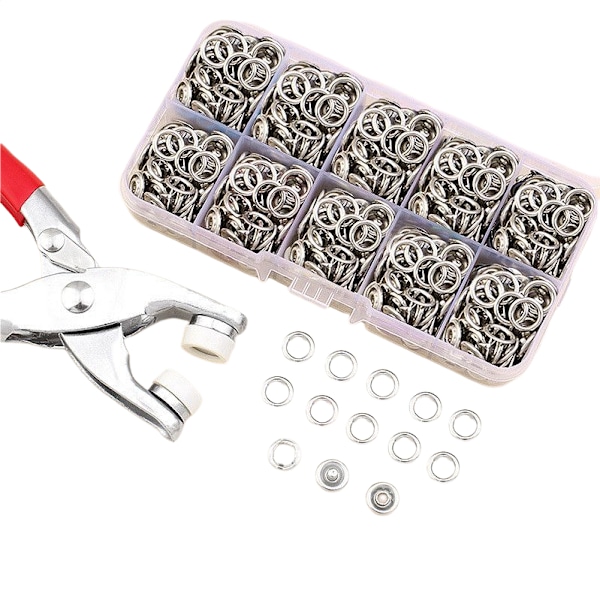 INF Tryckknappar med verktyg 50 st Silver