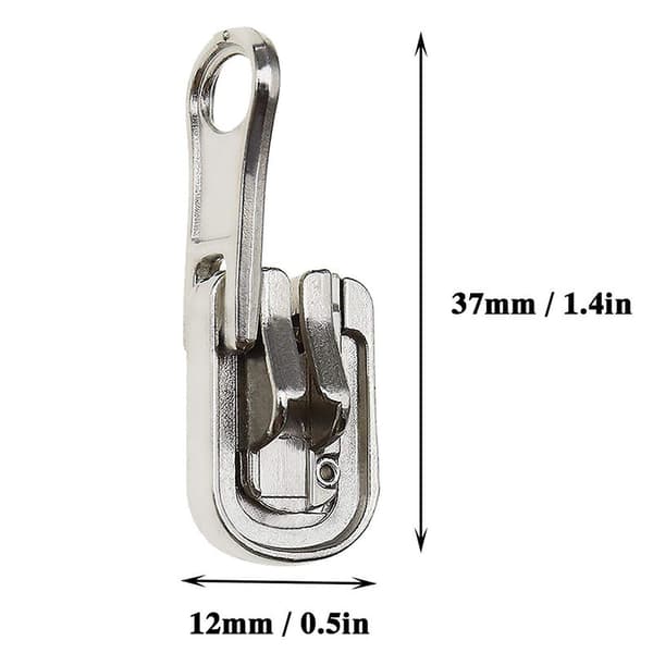 Double Sided Zipper Puller 5# Zipper Replacement 10pcs Silver Silver