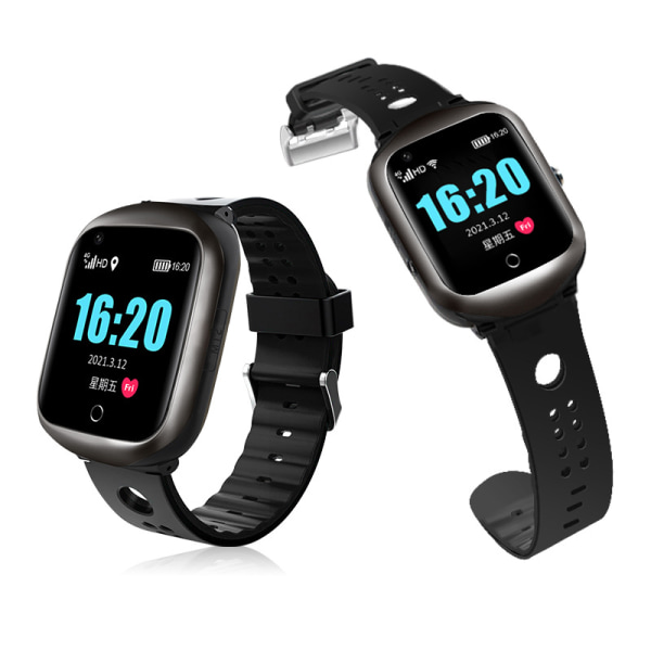 Smart Klocka - GPS-Positionering, Puls- och Sömnmonitor, Videosamtal, IP67 Svart